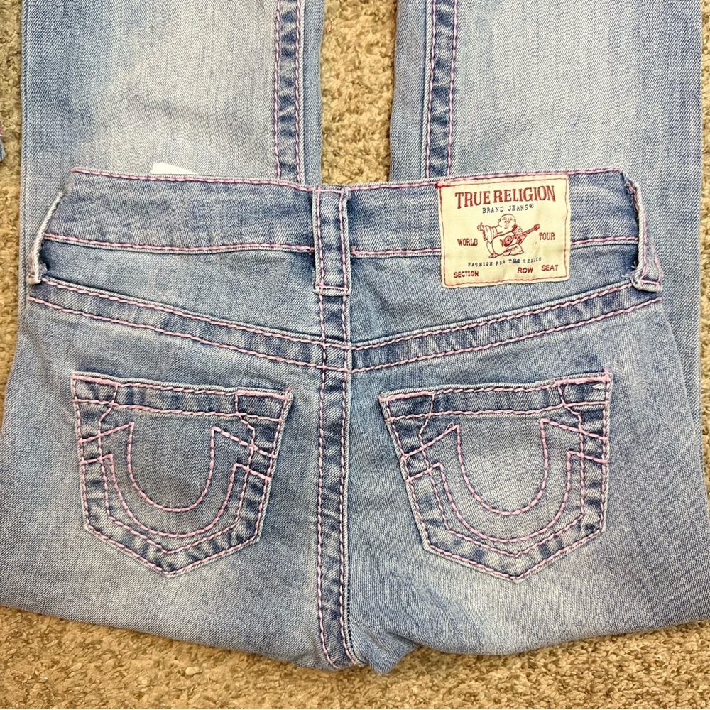 NWOT True Religion Billie Super T Pink Stitch Straight Jeans - Size 24 - Picture 6 of 10